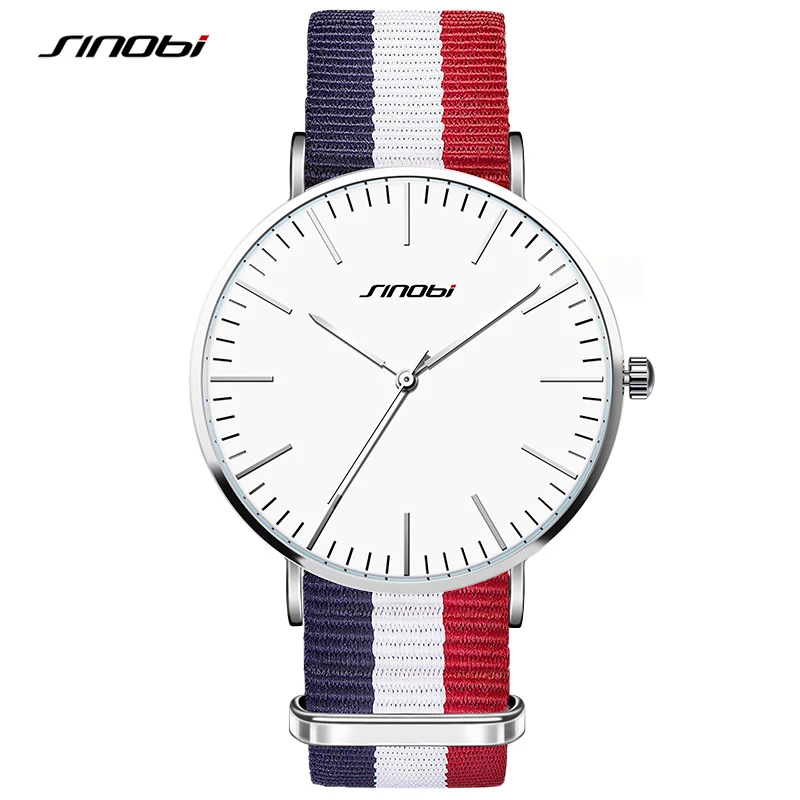 

SINOBI Fashion Sports Men's Wrist Watches NATO Nylon Watchband Top Luxury Brand Male Geneva Quartz Clock 2016 New Boy Wristwatch