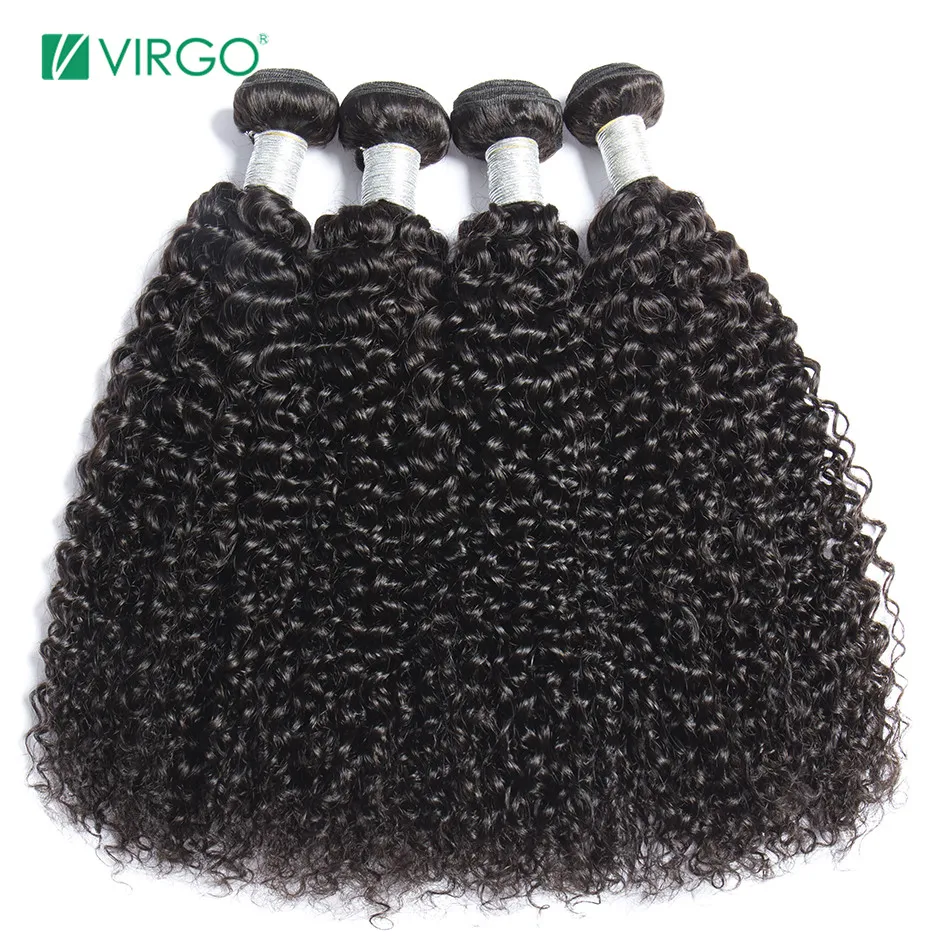 

Virgo Hair Mongolian Kinky Curly Extensions Human Hair Weaving Bundles Natural Color 1/4 Pieces 100G Remy Hair Free Shipping