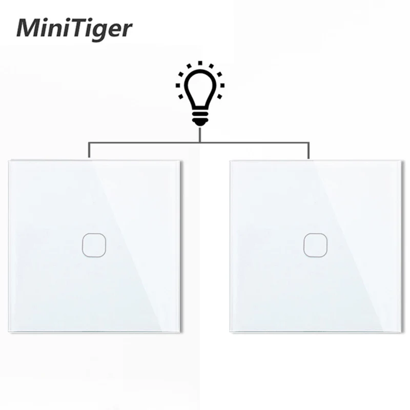 

Minitiger EU 1 Gang 2 Way Wall Light Controler Smart Home Automation Touch Switch Switch Waterproof and Fireproof 2 Gang