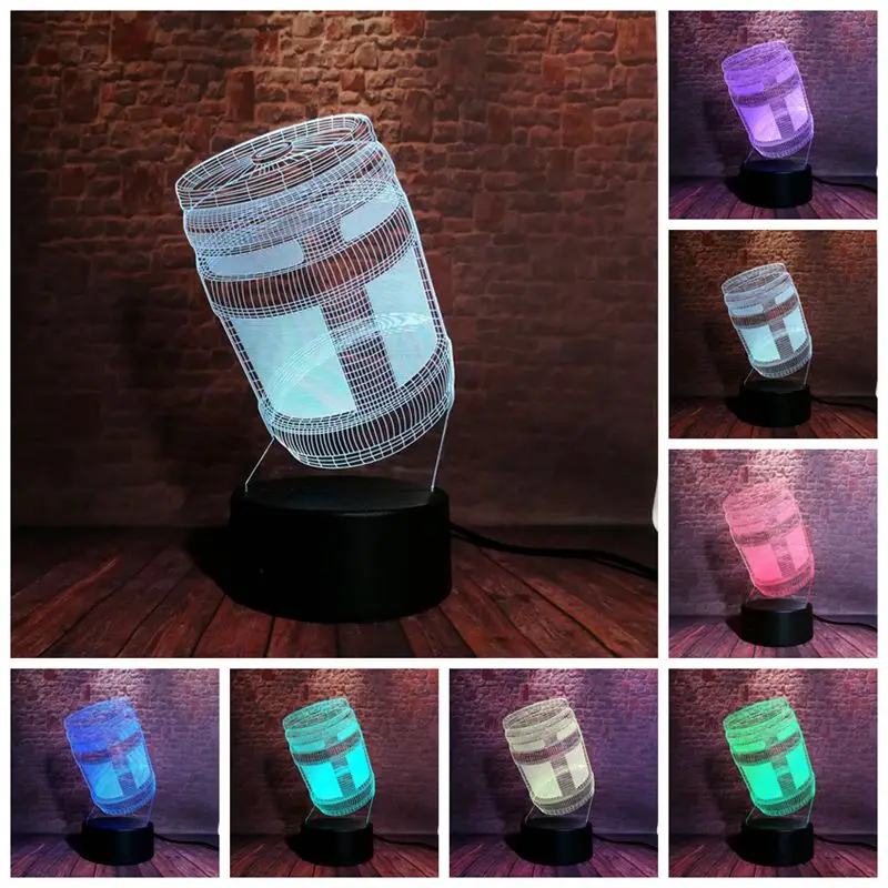 

Battle Royale Fortress ChugJug Figure Model 3D Illusion Led Lamp 7 Colors Changing Nightlight Fortnight Figuras Toys