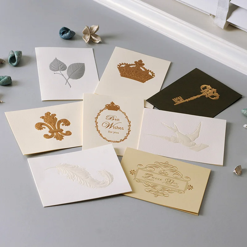 us 10 22 10pcs lot high end minimalist holiday invitation card emboss effect high end bronzing message card blank thanks birthday card in cards high end invitation
