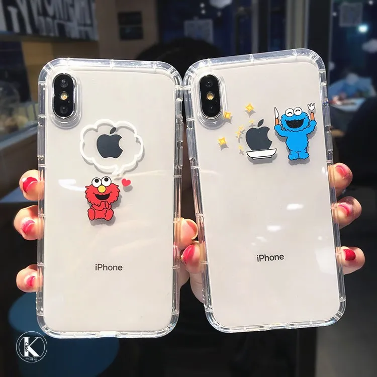 

Cute Cookie Monsters Elmo Clear Soft TPU Silicone Cover Case For iPhone XS Max XR X 6 6S 7 8 Plus