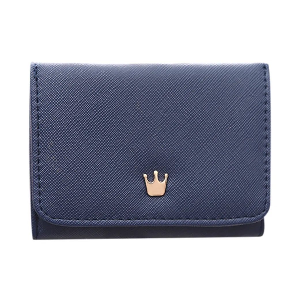 

Women Money Wallets Crown Decorated Mini Coin Purses For Students And Teenagers Solid Colors Fashion Card Key Holder Carteira