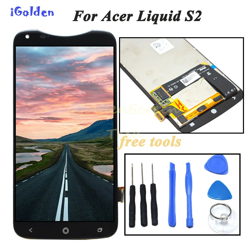 

100% Tested For Acer Liquid S2 LCD Display+Touch Digitizer Screen Assembly Replacement Parts For Acer S2 LCD