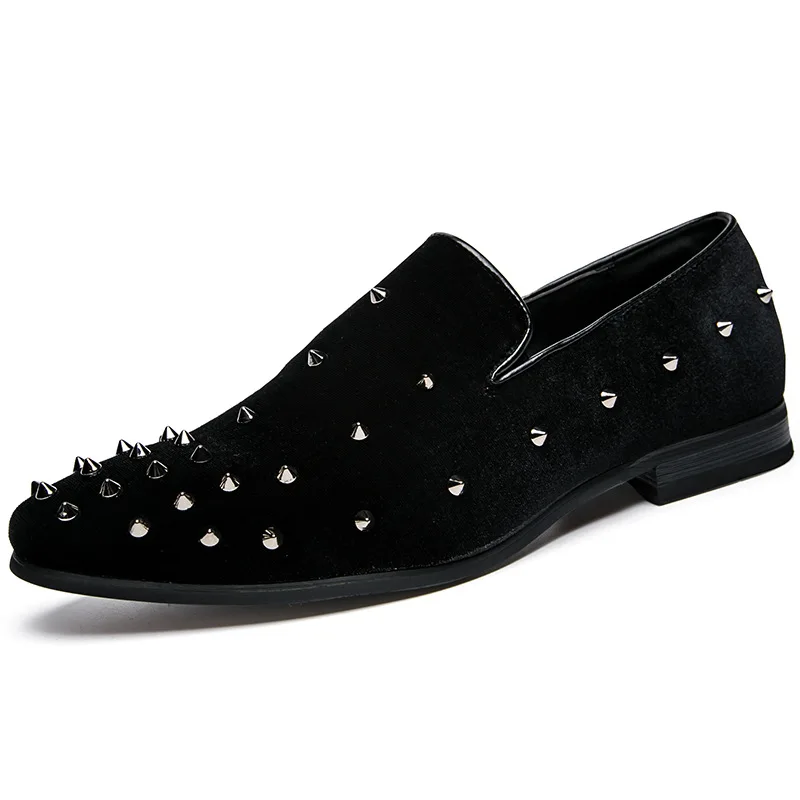 Handmade Men Rivets Shoes Fashion Party Prom Men Loafers Red Bottom