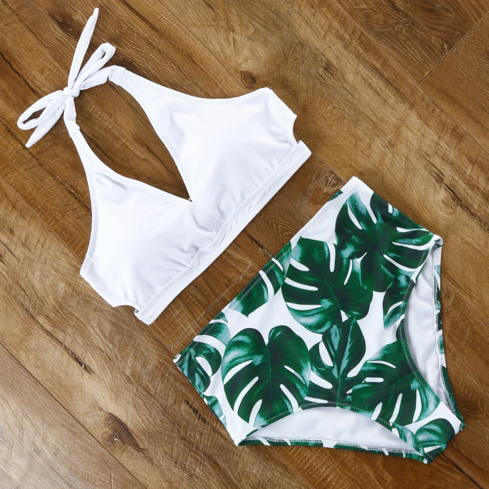 

women high waisted swimsuit push up biquini swimwear female 2019 halter top brazilian bathing suit backless bikini beach wear