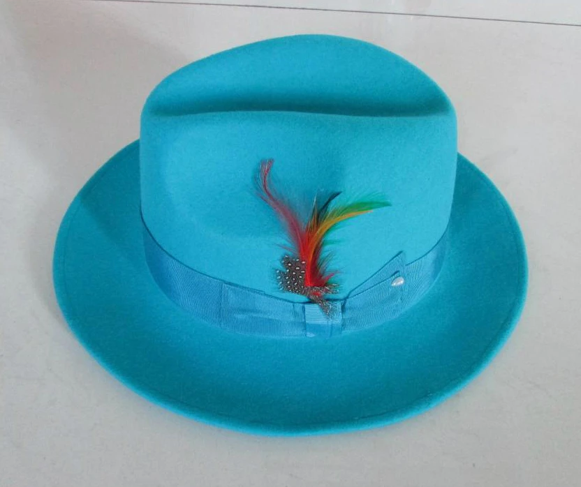 Мужская мода Fedoras Шерстяная кепка мужская Голубое озеро Джаз ...