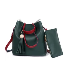 Farbblock 2016 frauen Eimer Tasche Designer Handtasche Frau Messenger Bags Mode Quaste Eine Einzelne Tasche Bolsos Mujer