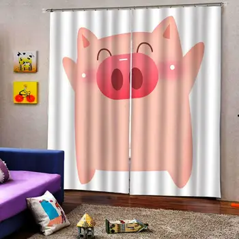 

3D Cartoon Animals Print Windows Curtains for Living Room Bedroom Decorative Kitchen Curtains Drapes Window Treatments custom