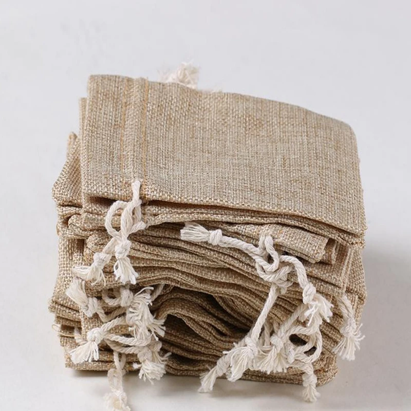 

Cotton Linen Gift Pouch 7x9cm(2.75"x3.5") Birthday Wedding Party Favor Holder Earring Ring Stud Jewelry Drawstring Packaging Bag