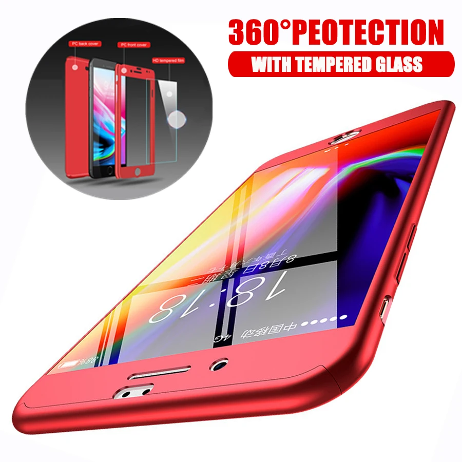

360 Degree Full Cover Protective Phone Case For iPhone X XS 6 6s Plus 7 8 Plus 5 5s SE Case For iPhone XR XS MAX Front Back Case