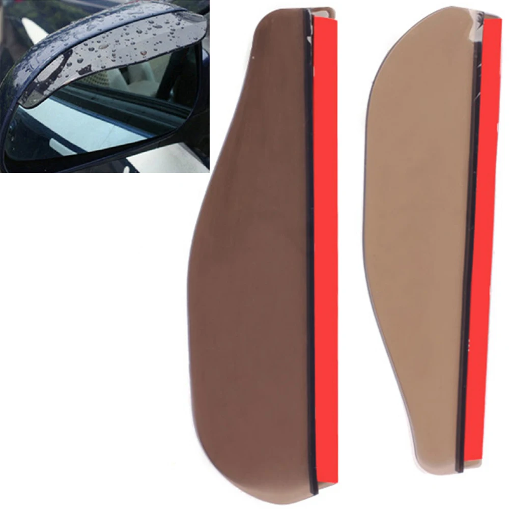 

Promotional 2PCS Car Rear View Mirror Flexible Anti Rain Guard Shade Brown Auto Weatherstrip Wholesale Good Quality CLSK