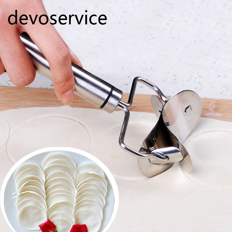 Stainless Steel Dumpling Wraper Mould, Dough Circle Roller Machine, Dumpling/Pie/Ravioli Maker