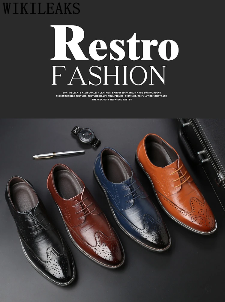 Элегантная Дизайнерская обувь; Мужская обувь с перфорацией типа «броги»; мужские официальные Кожаные Туфли-оксфорды; zapatos hombre vestir herren schuhe italienisch