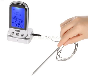 

100PCS Digital BBQ Thermometer Wireless Kitchen Oven Food Cooking Grill Smoker Meat Thermometer Probe Timer Temperature Alarm