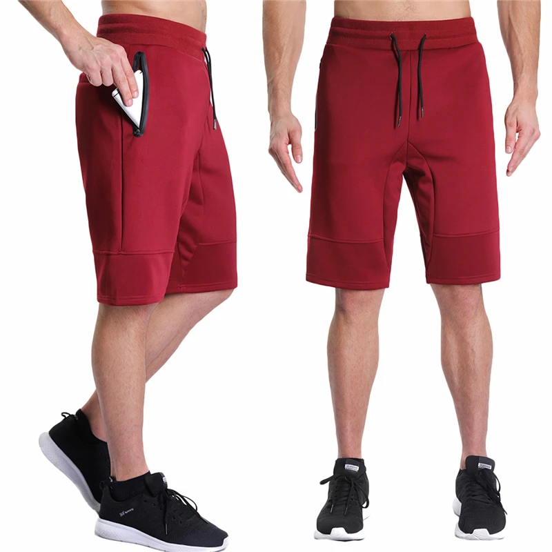 Mens Bodybuilding Shorts Homens Sweatpants Zipper Pocket Short Trousers