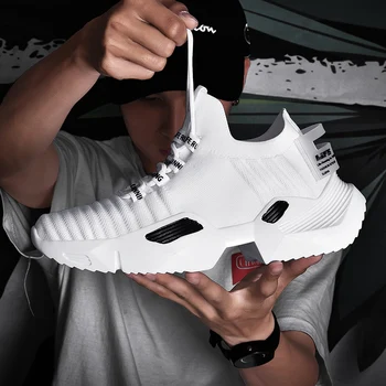 

Ins Trend Sport Shoes Man Socks Shoes Man Running Shoes Outdoor Flying Weaving Non-slip Heighten Sneakers Footwear zapatos M4-20