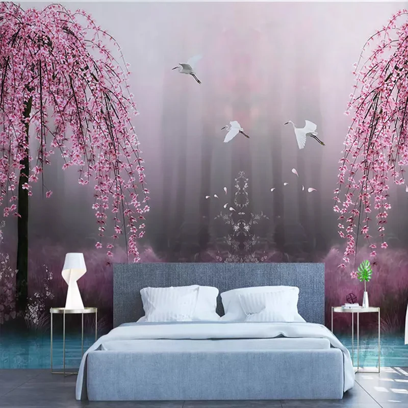 Custom Murals Wallpaper 3D Pink Cherry Blossom Swan Lake Scenery Photo Wall Papers Living Room TV Sofa Bedroom Background Wall Custom Murals Wallpaper 3D Pink Cherry Blossom Swan Lake Scenery Photo Wall Papers Living Room TV Sofa Bedroom Background Wall