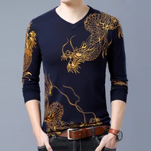 Мужская одежда осенний зимний мужской свитер китайский стиль Дракон узор кашемир длинный рукав свитер мужской пуловер