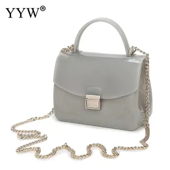 

Transparent Shoulder Crossbody Bag Pvc Mini Jelly Bag For Women 2019 Handbag Female Solid Top Handle Hand Bags Small Sac Chain