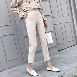 Горячая Распродажа 2019 летние корейские женские классические шаровары с высокой эластичной талией женские модные тонкие Ol стильные брюки