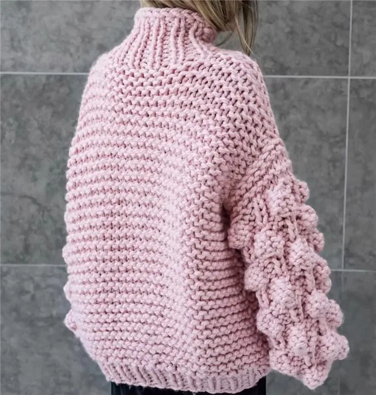 2018 Новый осень-зима свободный воротник ручной трехмерной Фонари рукавом Для женщин голову вязаный свитер один размер D153
