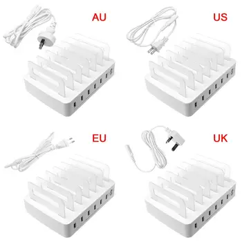 

Smart USB Charger Quick Charging Station Dock 6 Port 2.4A Mobile Phone Tablets Multiple Devices Organizer Desktop Stand Power