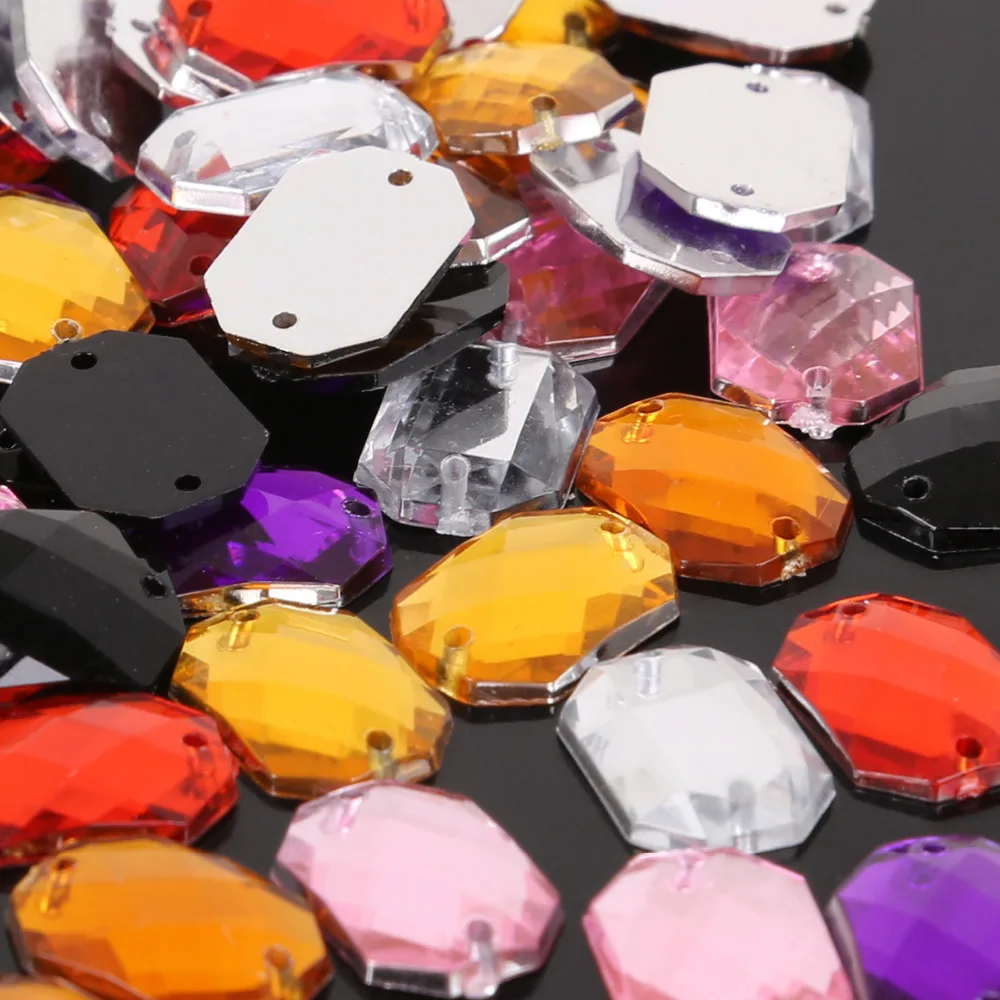 100pcs 10X14mm Sewing Crystal Clear Flatback Rhinestones Sew On Crystals Stones Rectangle