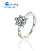 Anillo de plata 925 Para Hombre Tortuga Wedding & Engagement Joyería Zafiro Anillos Para Mujer Azul de Piedra de Estilo Clásico Moderno Ripy013H20