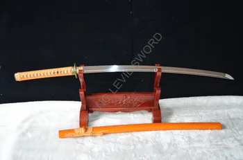 

1060 High Carbon Steel FullTang Blade top quality Tsuba Japanese Samurai Sword Katana+a free stand