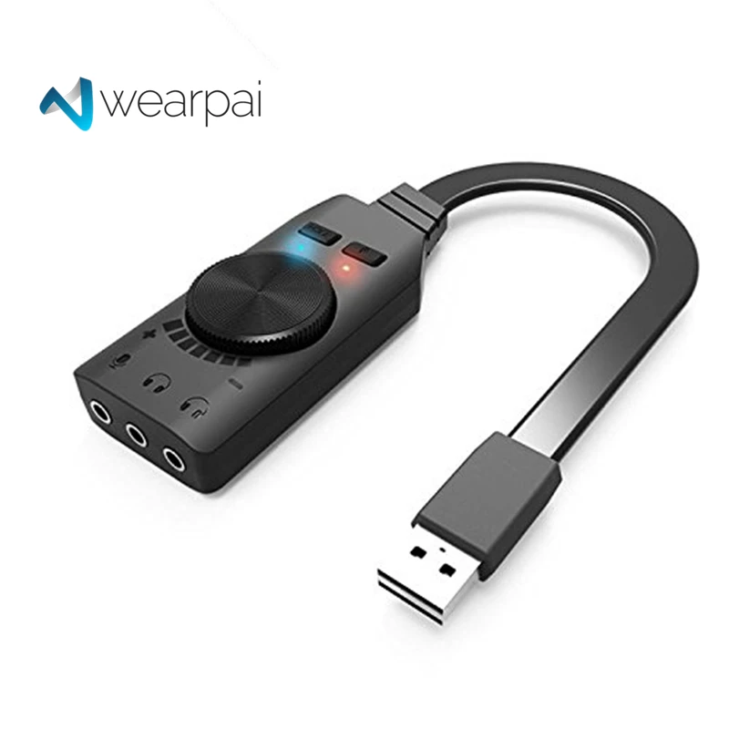 

Wearpai USB Sound Audio Adapter 3.5mm Audio usb sound card for Computer USB to headphone headset audio interface adapter