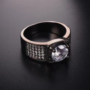 

Promotion!!! Real Solid 100% 925 Silver & Black gold Rings Wedding Jewelry for Men Luxury 3ct Simulated Diamond Ring Size 8-13