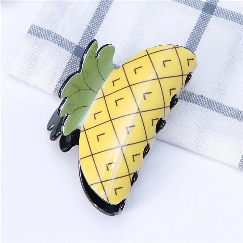 1pc Hair Claw Fruit Shape Cute Pineapple Durable Acrylic Hair Clip Ponytail Holder Jaw Clip for Women Ladies Girls