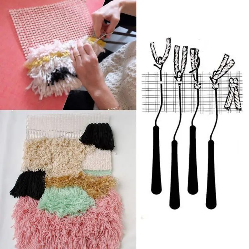 

Free Pattern Rug Hooking Mesh Canvas Wooden Bent Latch Hook DIY Kit Tool for Tapestry Carpet Rug Making Embroidery Crafts Decor