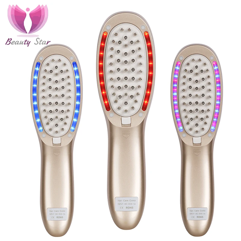 

Beauty Star 4 In 1 Hair Growth Comb LED Photon Ion Regrowth Vibration Massage Improve Hair Loss Hair Ion Nourishing Restoration