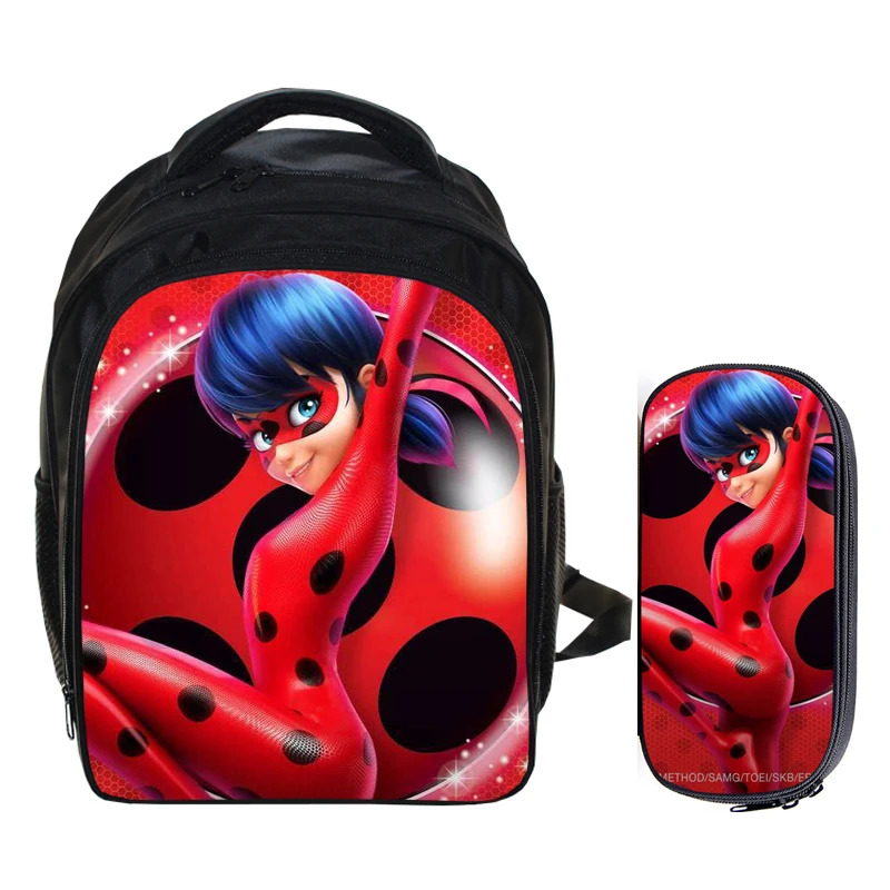 13 Inch Miraculous Ladybug Cat Noir Backpack Kids School Bags for Boys