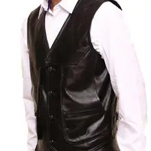 Новинка, осенне-зимняя кожаная одежда, жилеты из натуральной кожи, модный мужской Тонкий Повседневный жилет, верхняя одежда для мужчин