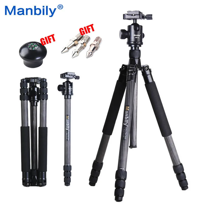 

Manbily CZ308 Professional Carbon Fiber Tripod Monopod + Ball Head Travel Tripod For DSLR Camera Stand 68.5" Max.H 28mm Leg Dia