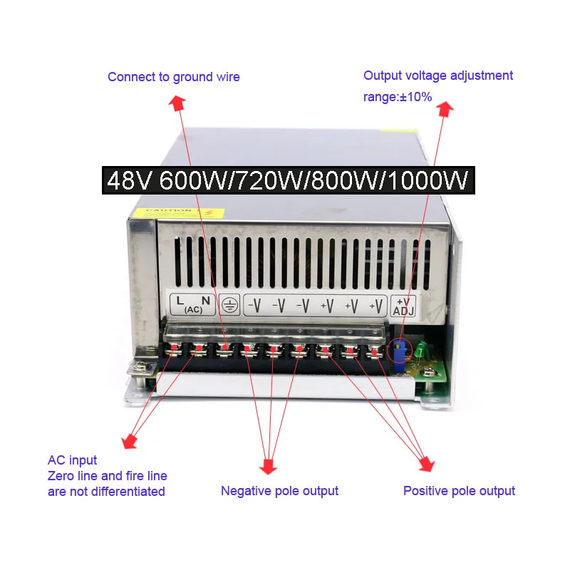 Переменный ток в постоянный 48 В 3A 5A 7.5A 10A 15A 20A 150 Вт 240 Вт 360 Вт 400 Вт 500 Вт 600 Вт 720 Вт 800 Вт 1000 Вт импульсный источник питания для светодиодных ламп