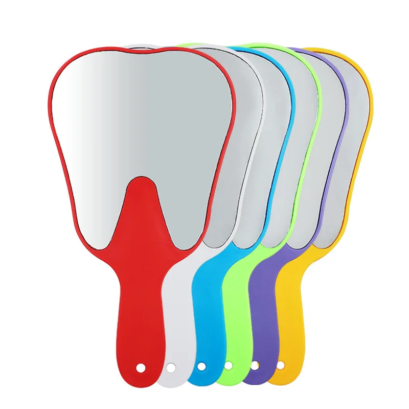 

1pc Dental Teeth Shape Model Mirror Tooth Shape Glass Mirror Oral Teeth Care Hand Use Tools Glass High Quality Dental Gift