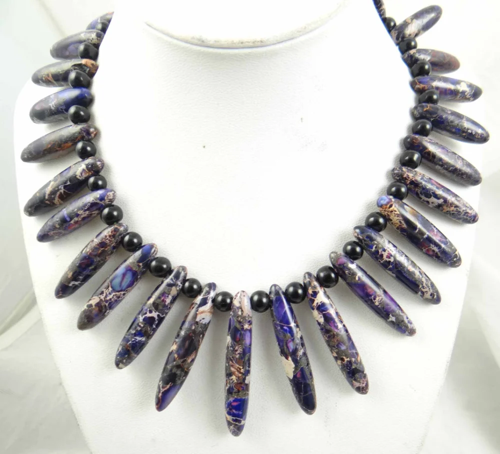 

Beautiful purple Sea Sediment stone Handmade Gem Jewellery Necklace L10