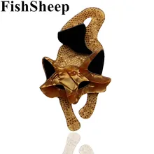 FishSheep Lovely New Acrylic Fox Brooches For Women Fashion Acetate Fiber Animal Brooch Pins Broches Jewelry Female Accessories