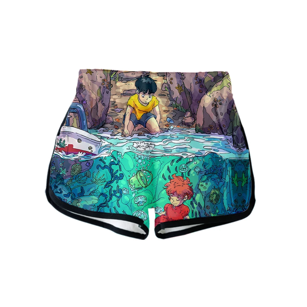 Ponyo On The Cliff, новинка, Миядзаки Хаяо, Мультяшные милые летние женские повседневные шорты,, Хит, стиль отдыха, летние крутые шорты