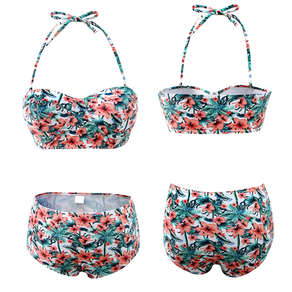 

2019 New Bikinis Women Swimsuit High Waist Bathing Suit Swimwear Push Up Bikini Set Vintage Beach Wear Biquini