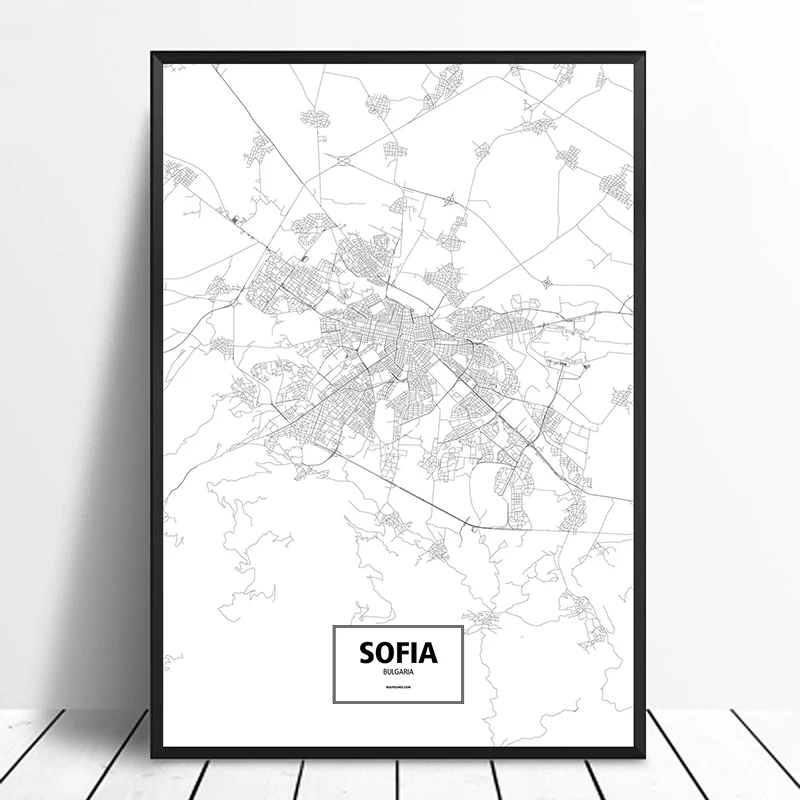 

Черно-белый Оригинальный фотографический плакат Sofia Болгария Печать на холсте в скандинавском стиле настенное искусство домашний декор
