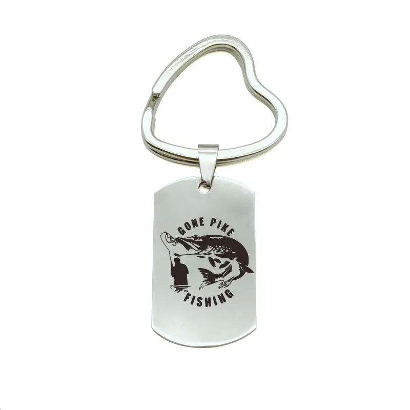 

1pcs Gone Pike Fishing Fashion Car key ring Pentagram Metal key chain Motorcycle Accessories