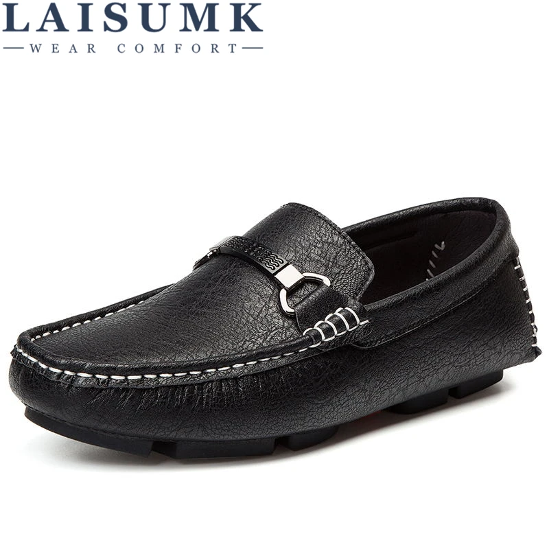 

LAISUMK Comfortable Casual Shoes Loafers Men Shoes Quality Genuine Leather Shoes Men Flats Hot Sale Moccasins Shoes