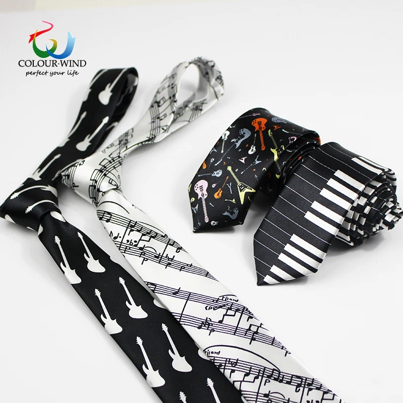 

Polyester Tie For Men Fashion Necktie Music Tie Concert Piano Musical Note Staff Printed Narrow Tie Free Shipping Drop Shipping