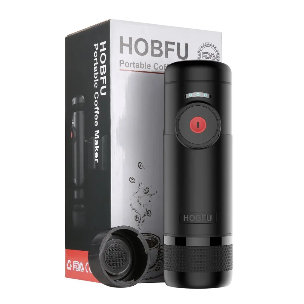 HOBFU Portable Rechargeable Espresso Machine Boils Water 15 Bars Pressure One Button Operation