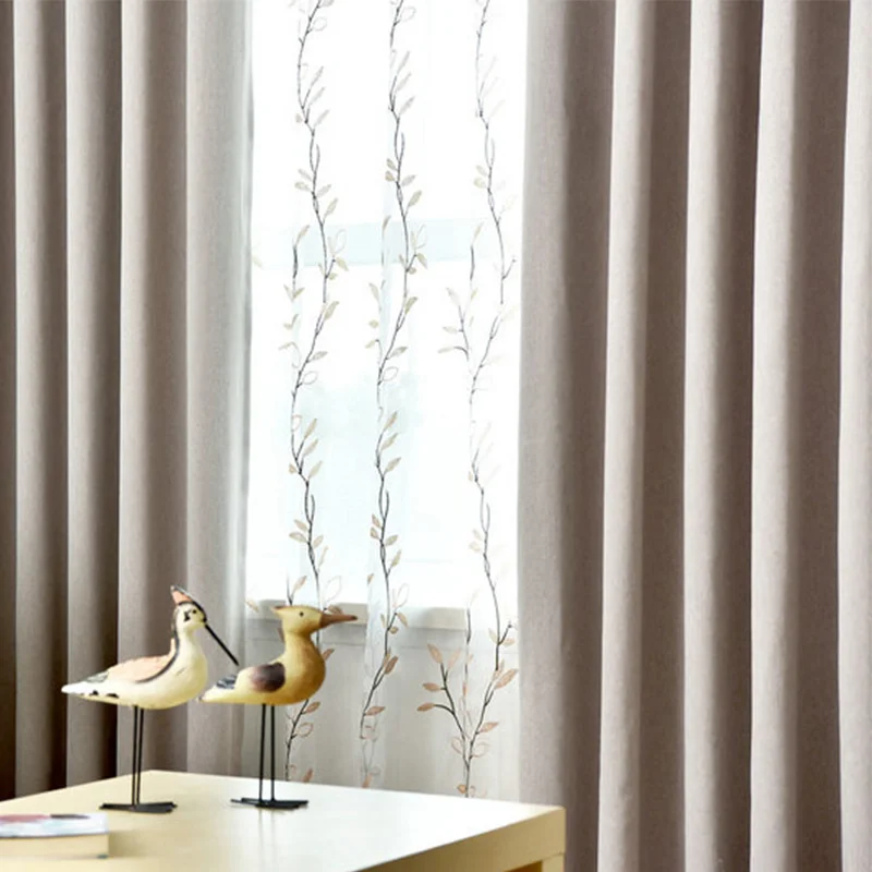 

Solid Color Linen Shade Blackout Curtains for Living Room Window Tulle Curtain Kitchen Blinds Drapes Fabric Cortina Custom Made